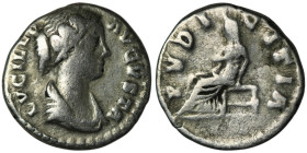 Lucilla, Augusta (AD 164-182). Rome
AR Denarius (17mm, 2,88g)
Obv: LVCILLA AVGVSTA. Draped bust of Lucilla to right. 
Rev: PVDICITIA. Pudicitia, veile...