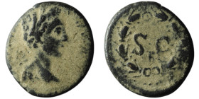 SELEUCIS and PIERIA. Antioch. Commodus (AD 177-192)
AE Bronze (20mm, 4,92g)
Obv: Laureate head right.
Rev: S C.Inscription within wreath; numeral lett...