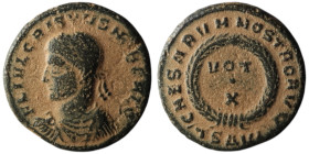 Crispus, as Caesar (AD 316-326). Thessalonica
AE Follis (17mm, 2,79g)

Artificial sandpatina