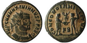 Maximianus Herculius (AD 286-305). Kyzikos
AE Antoninianus (21mm, 2,98g)

Artificial sandpatina