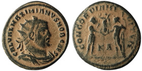 Galerius Maximianus, as Caesar (AD 293-305). Kyzikos
AE Antoninianus (21mm, 2,67g)

Artificial sandpatina