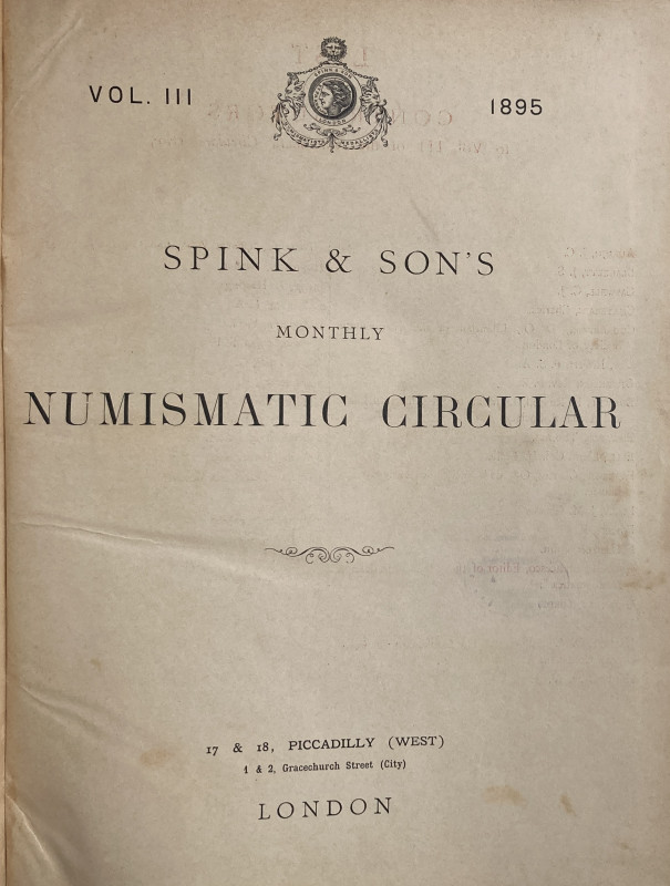 Spink & Son's Numismatic Circular Annata completa. 1895. Tela ed. pp. Da 954 a 1...