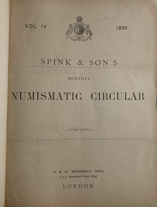 Spink & Son's Numismatic Circular Annata completa. 1896. Tela ed. pp. Da 1443 a ...