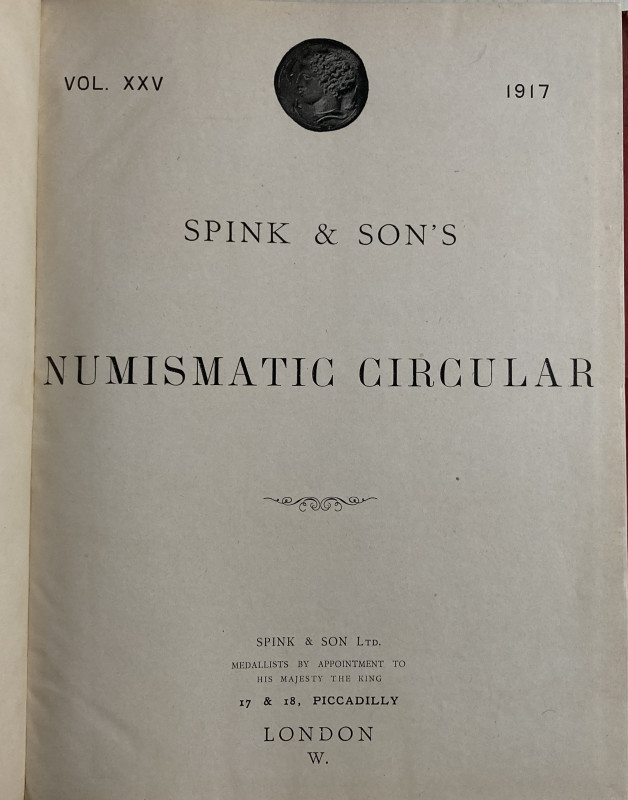 Spink & Son's Numismatic Circular Annata completa. 1917 Mezza Pelle pp. 607, ill...