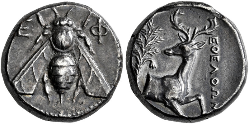 IONIA. EPHESOS. Tetradrachm, about 360-340. AR 15.08 g. E - Φ Bee. Rev. Forepart...