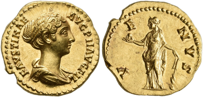 COINS OF THE ROMAN EMPIRE. FAUSTINA II, wife of Marcus Aurelius, died AD 176. Au...