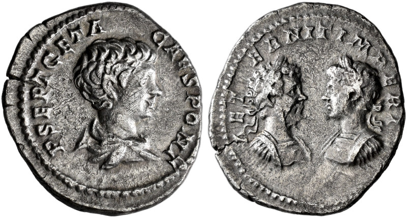 COINS OF THE ROMAN EMPIRE. GETA, Caesar AD 198-209. Denarius, about 200-202. AR ...