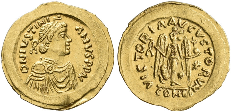 BYZANTINE EMPIRE. JUSTINIAN I, AD 527-565. Tremissis, Rome, about 536-542. AV DN...