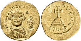 BYZANTINE EMPIRE. HERACLIUS, AD 610-641. Solidus, with Her. Constantine, Constantinople, about 613-616. AV 4.47 g. dd NN h'RACLIYS ET hERA CONST PP AV...