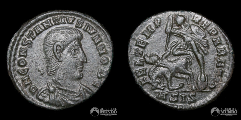 Imperio Romano, ceca de Siscia. Maiorina reducida. 353-354. Reinado de Constanci...