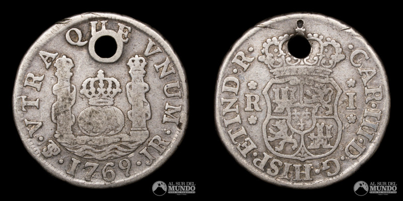 Bolivia, ceca de Potosi. 1 Real "Columnario". 1769. Ensayadores: JR (Jose de Var...