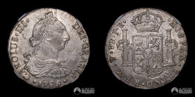 Bolivia, Potosi. 8 Reales. 1785 (Carlos III). PR. NGC AU55.