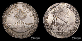 Bolivia, Potosi. 4 Soles. 1830. JL. Plata.