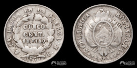 Bolivia, Potosi. 5 Centavos. 1877. FE.