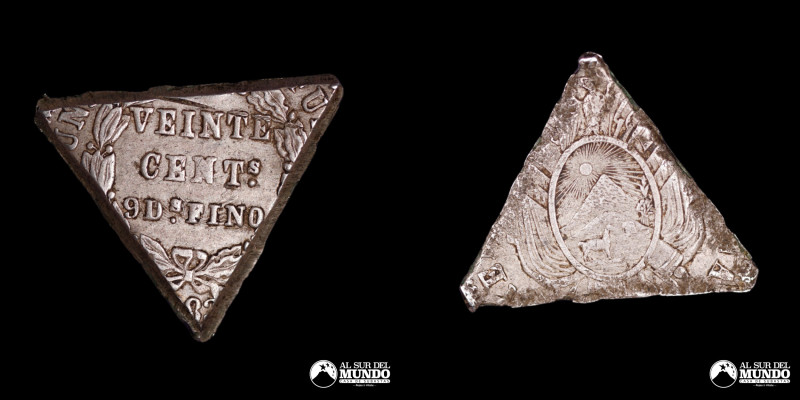 Bolivia, ceca de Potosi. 1 Dinero. 1883-1884. Anverso: Armas de Bolivia al centr...