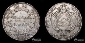 Bolivia, Potosi. 1 Boliviano. 1864. FP.