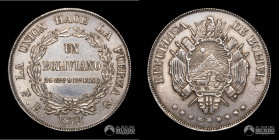 Bolivia, Potosi. 1 Boliviano. 1872. FE.