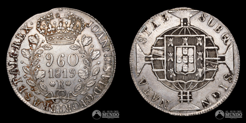 Brasil. Joao VI. 960 Reis 1819. (Sobre 8 Reales Latinoamericano) Plata 896. 40 m...