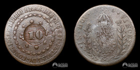 Brasil, Rio de Janeiro. 10 Reis. 1829 (Pedro I). Resello a investigar.