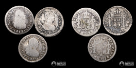 Chile, Santiago. Lote de tres monedas de plata: ½ Real. 1813-15.