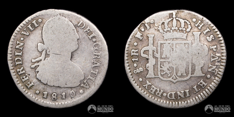 Chile, ceca de Santiago. 1 Real 1810. Ensayadores: FJ (Francisco Rodriguez Broch...