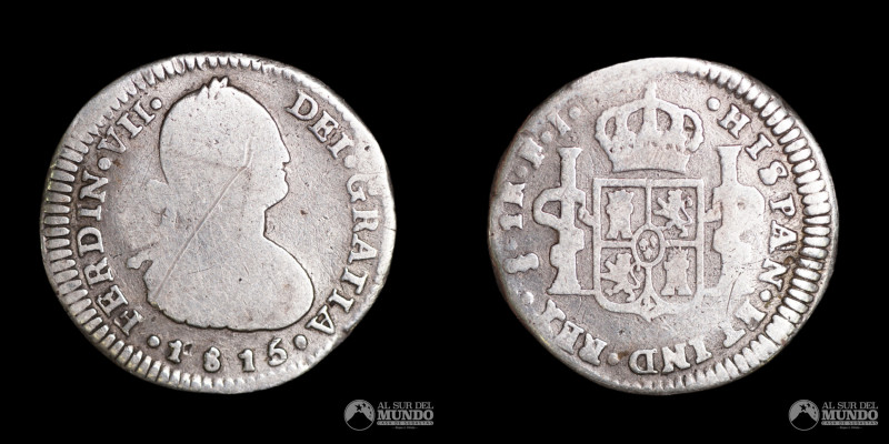 Chile, ceca de Santiago. 1 Real 1815. Ensayadores: FJ (Francisco Rodriguez Broch...