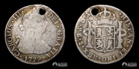 Chile, Santiago. 2 Reales. 1779 (Carlos III). DA.