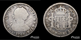 Chile, Santiago. 2 Reales. 1789 (Carlos IV). DA.