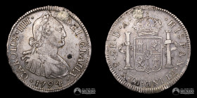 Chile, Santiago. 2 Reales 1794 (Carlos IV). DA.