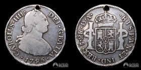 Chile, Santiago. 2 Reales 1795 (Carlos IV). DA.