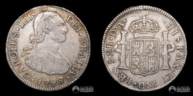Chile, Santiago. 2 Reales 1798/7 (Carlos IV). DA.