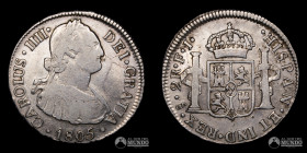 Chile, Santiago. 2 Reales 1805 (Carlos IV). FJ.