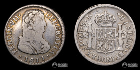 Chile, Santiago. 2 Reales 1810 (Fernando VII). FJ.