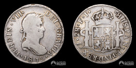 Chile, Santiago. 2 Reales 1813 (Fernando VII). FJ.