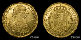 Chile, Santiago. 8 Escudos 1786 (Carlos III). DA. Oro.