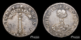 Chile, Santiago. ½ Real "Independiente". 1833. I.