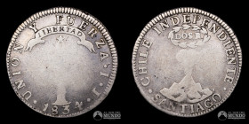 Chile, Santiago. 2 Reales "Independiente". 1834. IJ.
