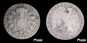 Chile, Santiago. 2 Reales "Rompecadenas". 1843. IJ.