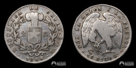 Chile, Santiago. 2 Reales "Rompecadenas". 1844. IJ.