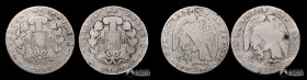 Chile, Santiago. Pareja de monedas de plata: 2 Reales. 1847. IJ.