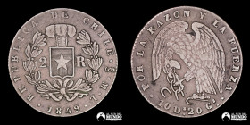 Chile, Santiago. 2 Reales "Rompecadenas". 1849. ML.
