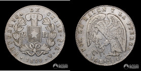 Chile, Santiago. 2 Reales "Rompecadenas". 1850. LA.