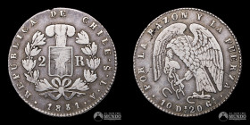 Chile, Santiago. 2 Reales "Rompecadenas". 1851.
