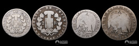 Chile, Santiago. Pareja de monedas de plata "Rompecadenas": 1 y 2 Reales 1846.