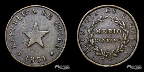 Chile, Santiago. ½ Centavo. 1851.