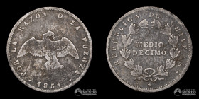 Chile. Santiago. ½ Decimo "Paloma" 1851. Nota: Ejemplar raro.