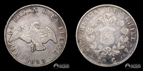 Chile, Santiago. 20 Centavos "Paloma". 1853.
