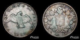 Chile, Santiago. 50 Centavos "Paloma". 1858.