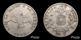 Chile, Santiago. 50 Centavos "Paloma". 1859.