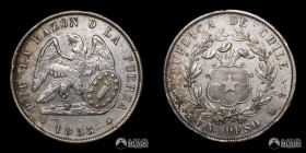 Chile, Santiago. 1 Peso "Montt". 1853.